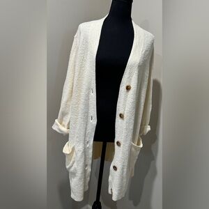 Natural Reflections Cream button up Cardigan‎ Womens Large Barefoot dreams vibes